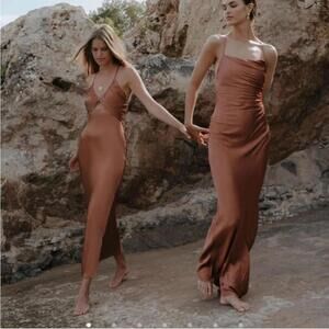 Shona Joy La Lune Lace Back Maxi Dress - Copper